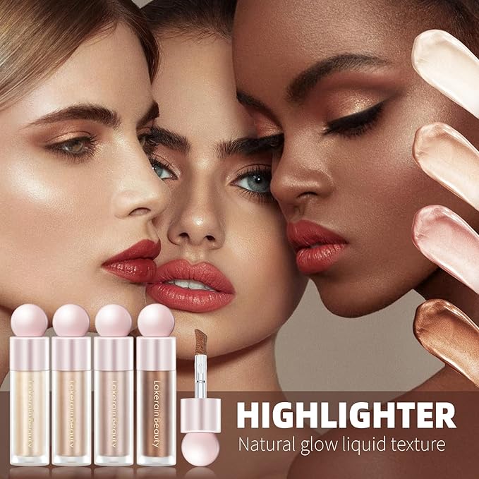 Liquid Highlighter Makeup, Natural Silky Shimmer Finish Face Highlighter, Highly Pigmented, Lasting, Blendable, Soft Cream For Face, 0.25fl.oz (#02 Champagne Shimmer), 1.3 Ounce, 1 Pack