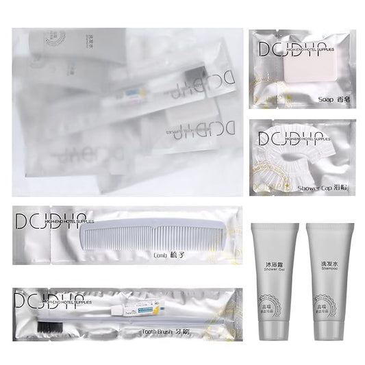 Hygiene Kit, Hygiene Kit Bulk, Travel Hygiene Kit With Toothbrush, Toothpaste, Comb, Shampoo, Shower Gel, Shower Cap And Soap, Individually Packed, Suitable For Hotel, Home, Travel (12 sets)