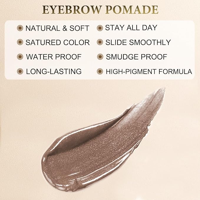 Eyebrow Pomade - Waterproof Brow Pomade for Long-lasting Results,Smudge Proof and Sweat Resistant Formula,Natural Eyebrow Makeup for All Skin Types and Tones - Ash Brown