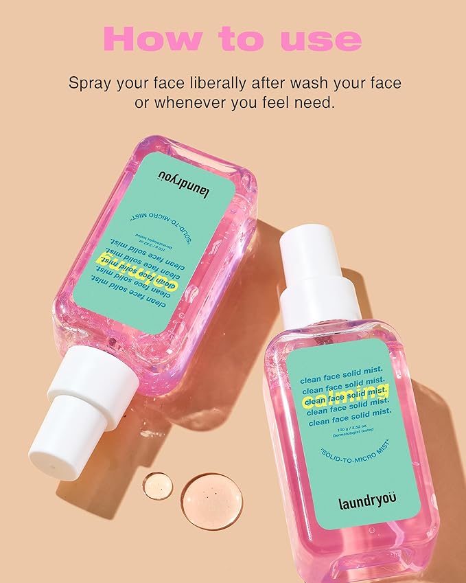 Clean Face Solid Mist - Calming, Hydrating, and Moisturizing Gel-To-Mist Dermatologist Tested Hypoallergenic Facial Spray for Redness Relief and Soothing Irritated Skin - (3.38 fl. oz.)