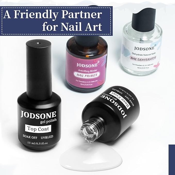JODSONE 4 Bottles of 15 Capacities of Nail Dehydrator Nail Primer Base Top Coat Long Lasting and Easy to Apply Large Bottle