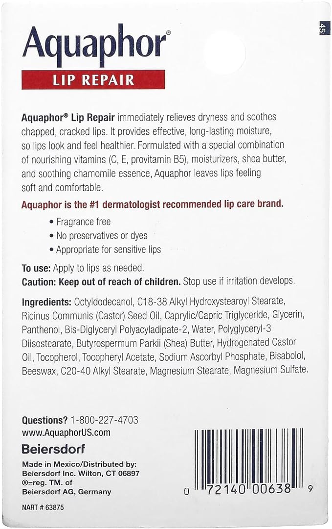 Aquaphor Lip Repair 0.35 oz (Pack of 5)