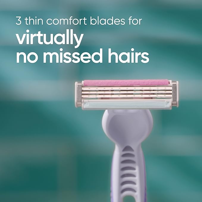 Gillette Venus Simply3 Disposable Razors for Women, 8 Count, Designed for a Close and Comfortable Shave