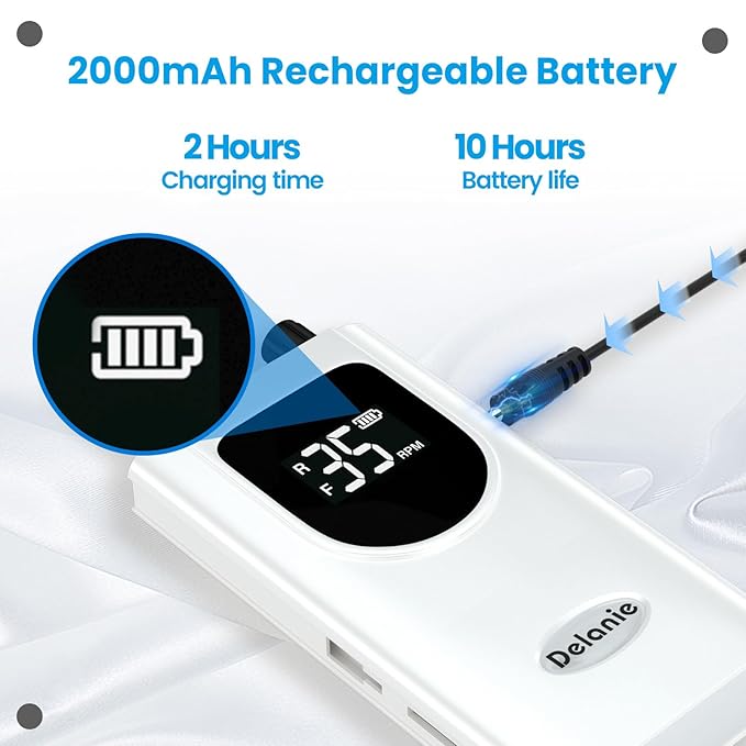 Delanie Professional Nail Drill High Torque 35000 RPM Rechargeable Portable Electric Nail File Filer for Acrylic Gel with Cuticle Bits, Salon Manicure Tool, White