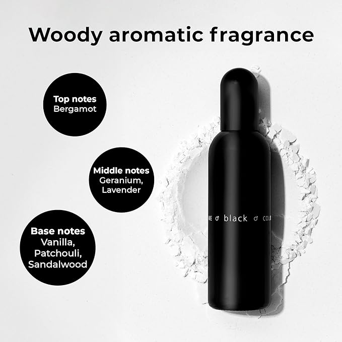 COLOUR ME Milton-Lloyd Black Homme - Eau de Parfum - Long Lasting Perfume for Men - Vanilla, Sandalwood Cologne for Men - Woody Men's Cologne - 3 oz.