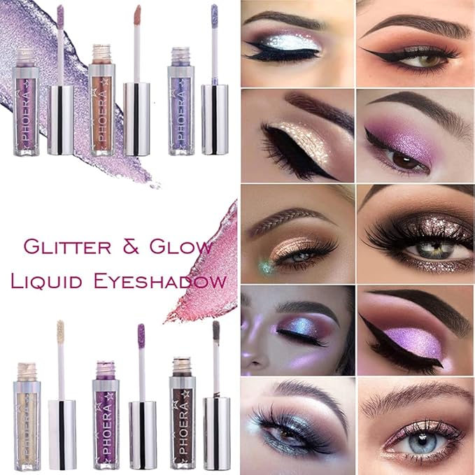 Glitter Eyeshadow，Makeup For Eyes Liquid Shimmer Sparkle Glow Light Colors Pencil Stick Shiny Long Lasting Waterproof Shining Eye Shadow Sets Metallic Pigments Metals Gloss Sparkling Pen Kit (A112)