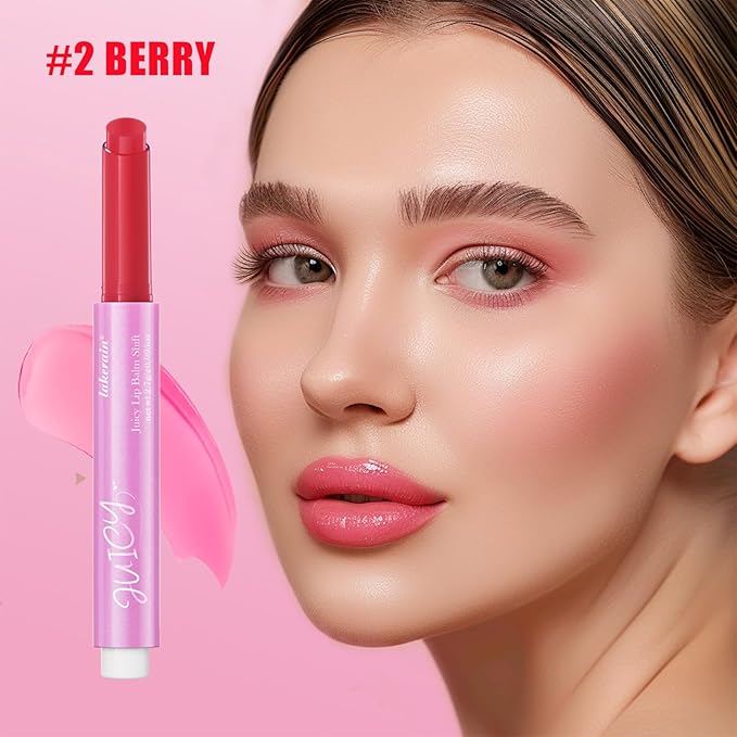 Juicy Lips Plump Shift, Click Plumping Lips Glasting Melting Balm Jelly Lipstick Lasting Lip Tint Moisturizing Lip Balm Color Changing Lip Gloss Shiny Non Sticky Tinted Lip Balm(#3 Honeysuckle)