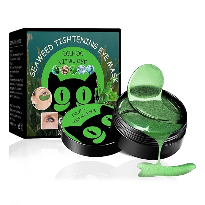 Eye Mask-Seaweed Under Eye Patches with Collagen &Sodium Hyaluronate, Pure Natural Extracts For Wrinkles, Puffy Eyes & Dark Circles, for Youthful Appearance & Reduction of Fine Lines (60 Pcs)