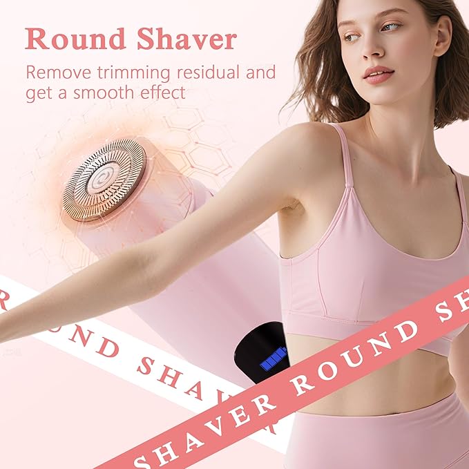 Bikini Trimmer for Women, 2-Speed Electric Razor for Pubic Hair Dual Head Shaver Women IPX7 Waterproof Rechargeable Lady Trimmer for Bikini Underarm Body Leg Face Pink