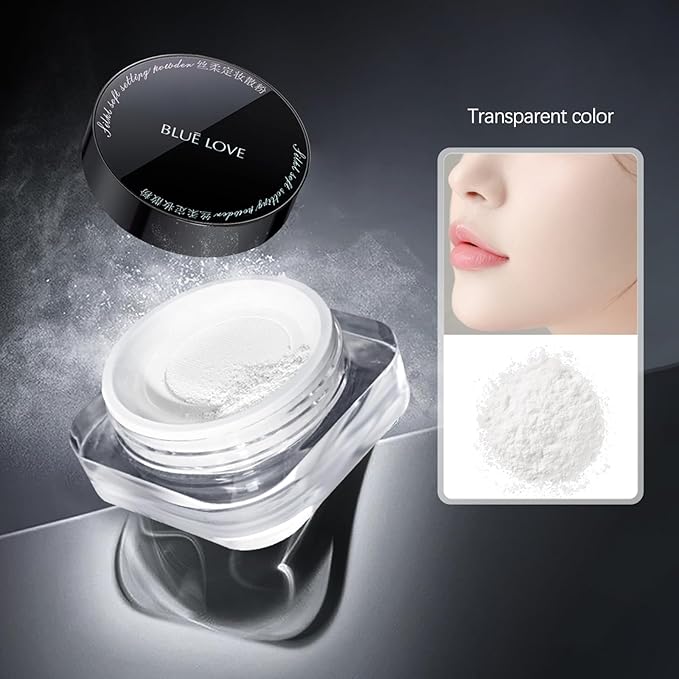 BLUE LOVE Setting Powder Makeup for Oily Skin, Oil Control Smooth Face Makeup Powder Foundation, Waterproof Setting Powder Compact, Oil Control Face Pressed Loose Powder(Transparent)