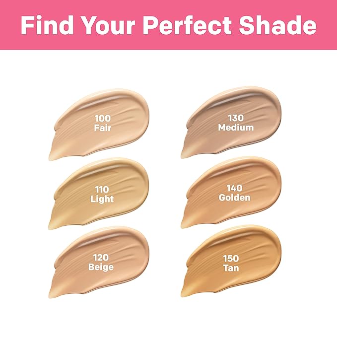 Almay Skin Perfecting Healthy Biome Foundation Makeup with Prebiotic Complex SPF 25, Hypoallergenic, -Fragrance Free, 140 Golden, 1 fl. oz.