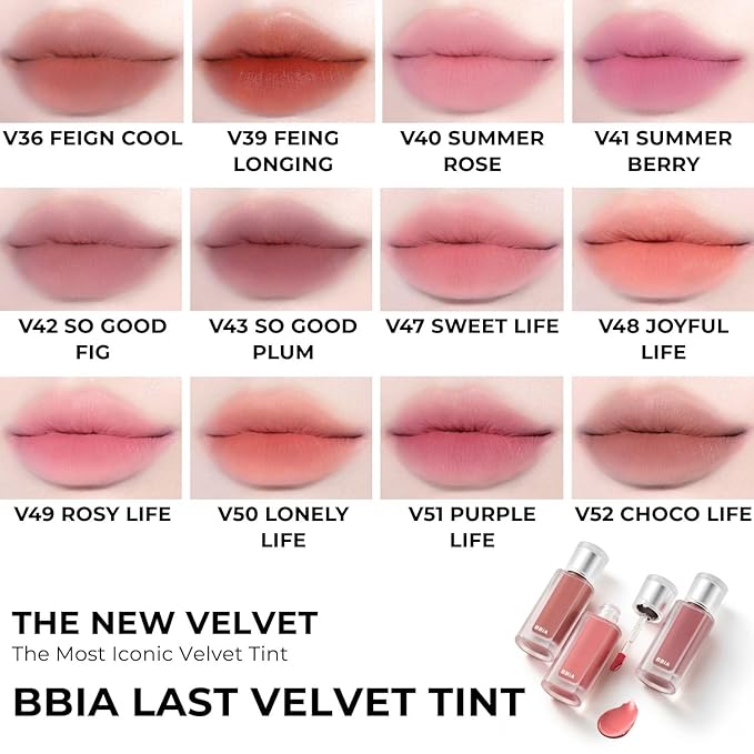 BBIA Last Velvet Tint NEW - Soft Creamy Matte Finish Lip Stain, Blur Effect & Velvety Texture, Long-Lasting, High Pigment, Non-Drying, Vegan, Korean Lip Makeup (V02 EXTRA BOUNCE, Pack of 1)