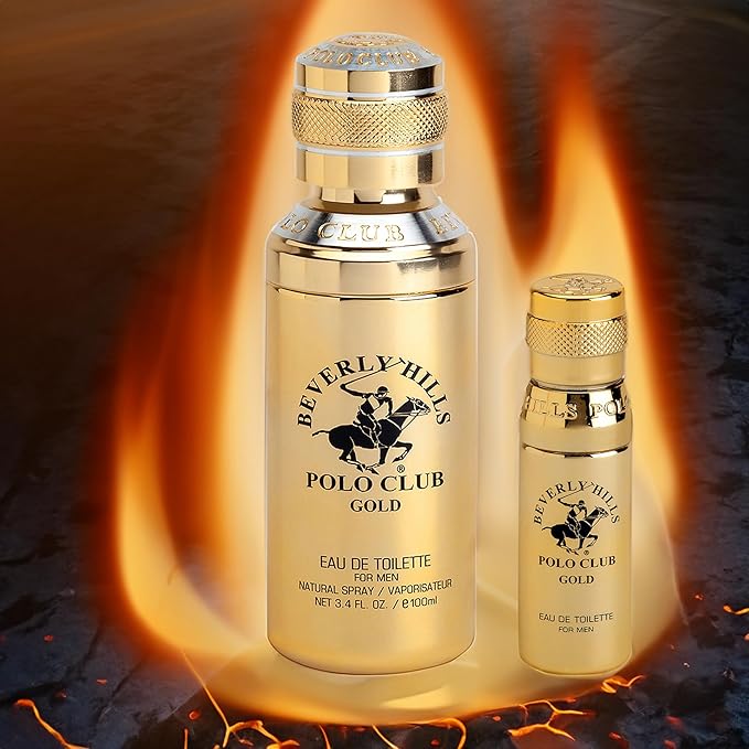 Beverly Hills Polo Club Cologne for Men Bonus Pack Designer Eau De Toilettes 3.4oz + 0.5oz 2 count (Gold)