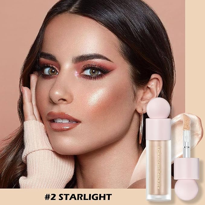 Erinde Liquid Highlighter Makeup, Face Highlighter Bronzer Makeup Stick, Natural Glossy Finish, Lightweight Blendable Silky Smooth Cream Face Illuminator Makeup, Cruelty-free, 02# STARLIGHT
