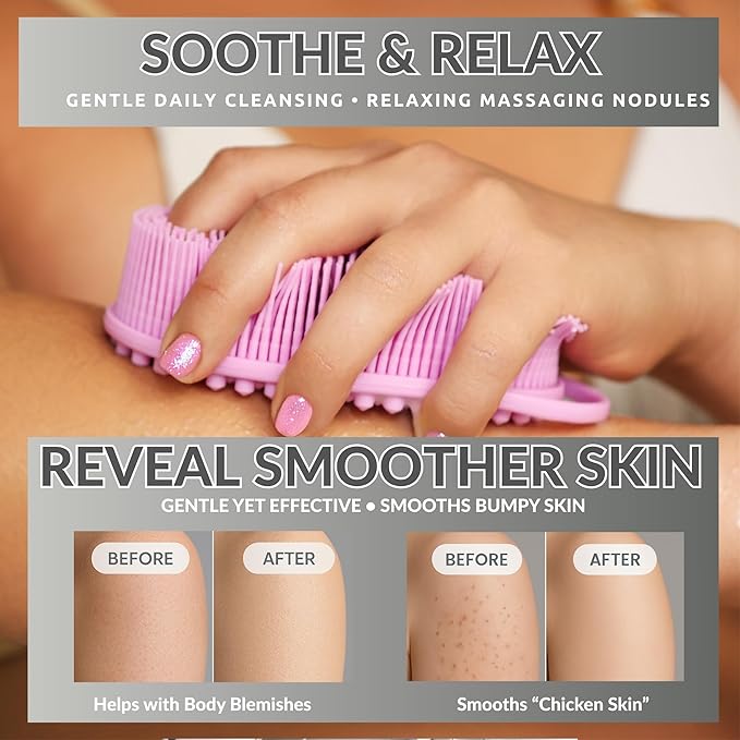 Avilana Silicone Body Scrubber – Gentle Shower Brush & Loofah Alternative- Food Grade & Lab Tested – Fast-Drying, Hygienic, BPA-Free Silicone Body Gentle Exfoliator (Dark Gray, Massage)