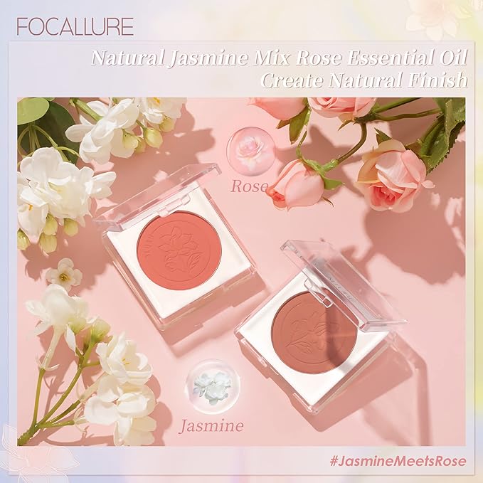 FOCALLURE Powder Palette Blush, Matte Mineral Blush Powder, Bright Shimmer Face Blush Makeup, Contour and Highlight Blush Palette, Highly Pigmented, Long Lasting, Waterproof, Blendable, #402