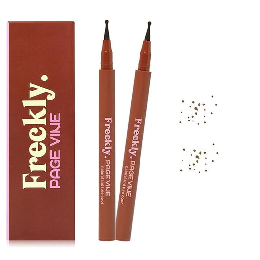 Freckle Pen,2 PCS Faux Freckle Stamp Waterproof,Fake Face Freckles Stain Makeup Long Lasting Quick Dry,Natural Lifelike Soft Dot Freck Pen 01-Light+02-Medium