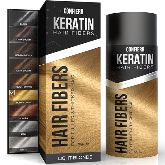 Keratin Hair Fibers for Men & Women - Fill In Fine or Thinning Hair, Instantly Thicker, Fuller Looking Hair (Light Blonde 30g)