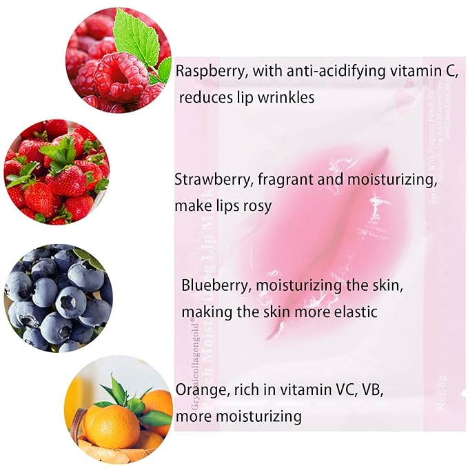 Lip Masks Sheet Moisturizing Crystal Collagen Pink Under Eye Mask Gel Anti-Aging Eye Patches Dark Circle Remover 30 Packs with Box,Pink