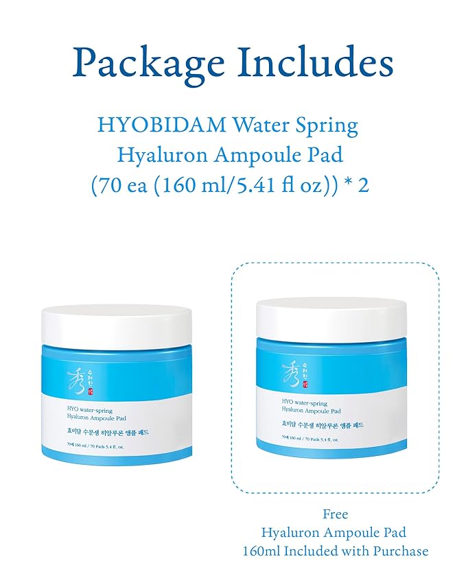 Sooryehan HYOBIDAM Cotton Facial Toner Pads (160 ml/5.41 fl oz * 2 ea) - Gentle Daily Toner Pads for Soothing, Moisturizing, and Exfoliating. Hyaluronic Acid. Korean Skin Care