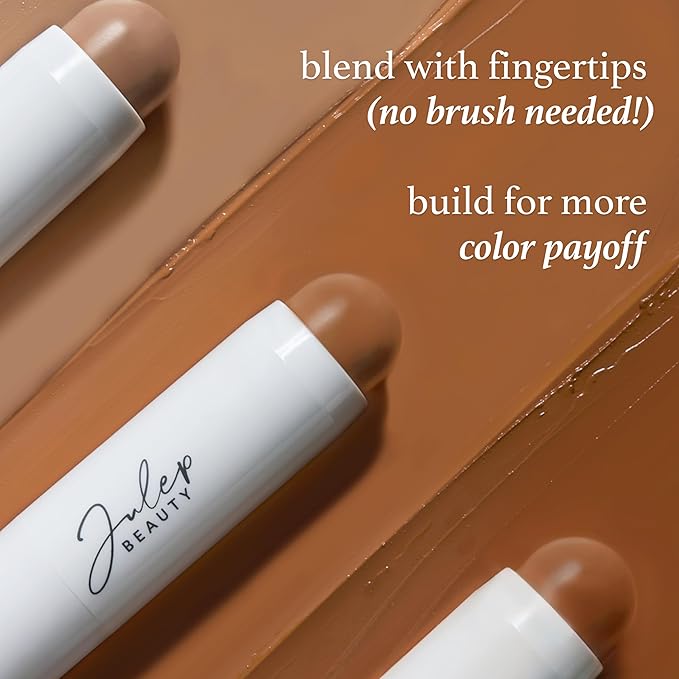 Julep Skip the Brush Cream to Powder Bronzer & Contour Stick - In Paradise Darker skin tones - Long Lasting Blendable and Buildable Color -Multi-Use 2-in-1 Blush and Lip Makeup Stick