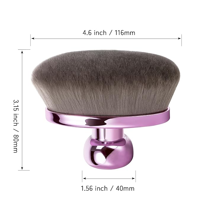 Extra Large Body Makeup Brush For Self Tanner, Leg Makeup &Bronzer Blend,116mm Oval-headed Kabuki Brush Provides More Even &Pretty Application, Sunscreen Face& Back Makeup Brush, Wet&Dry Use- Purple