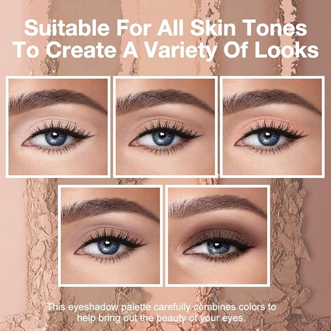 5 Colors Matte Eyeshadow Makeup Palette, 5 Natural Classic Nude Neutral Nude Brown Eyeshadow, Looks for Brown Eyes Women Finish Long Wearing Waterproof Professional Eye Makeup 01#