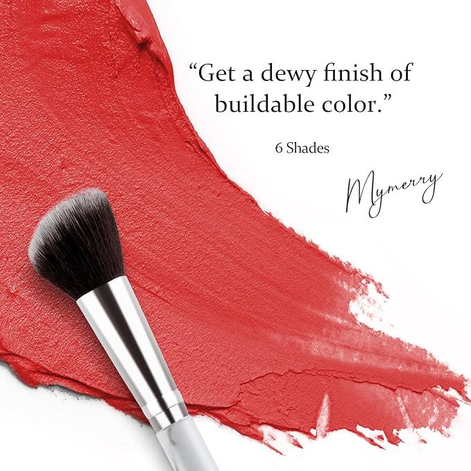 Blush Stick, Cream Blush for Cheeks and Lip Tint, Dewy Finish, Buildable & Blendable Color, Lightweight & Long-Lasting Formula | Salad Day-Coral & Angled Blush Brush（0.53fl.oz）