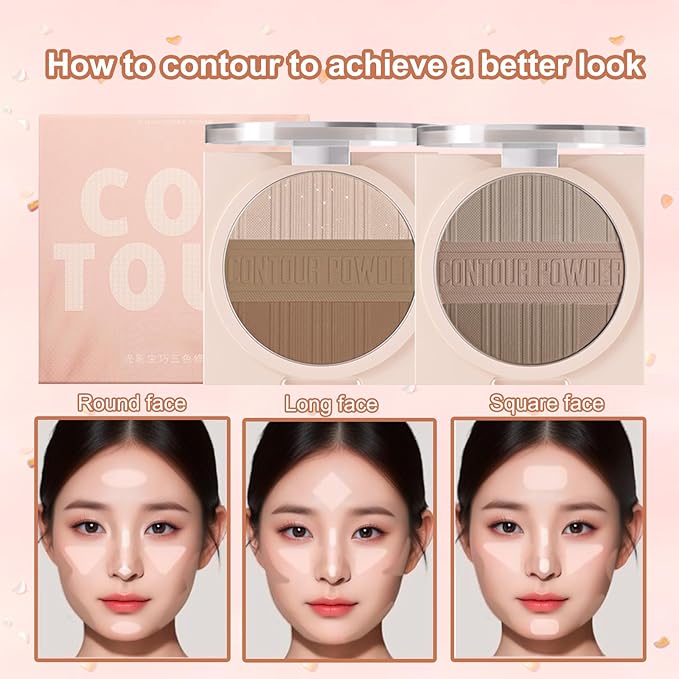 Contour Powder Makeup Palette Matte Face Sculpting Shading Silky Smooth Tone Tuning Flawless Pressed Powder Bronzer, 02 Grey Brown