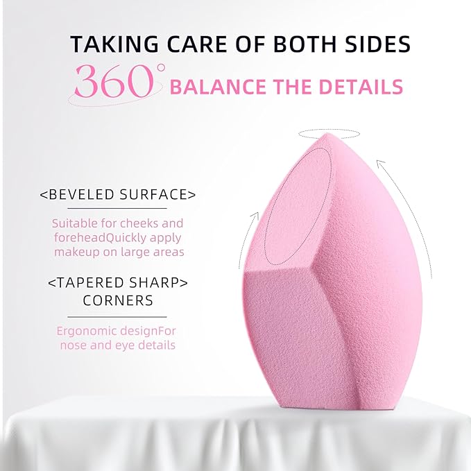 Makeup Brush Set, Flat Top Kabuki Brush Premium Foundation Brush for Liquid, Cream, and Powder with 2 Makeup Sponge for Foundation, Powder, Blush, and Concealer