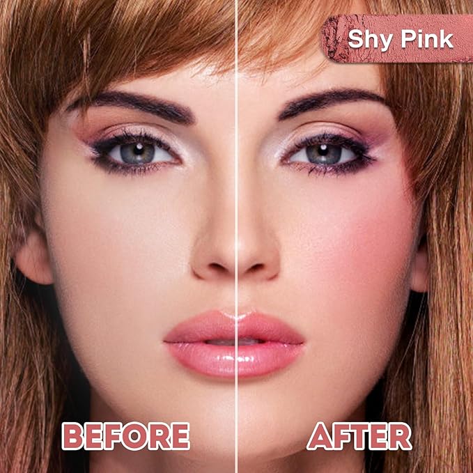 Face Blush for Cheeks Waterproof Smooth Creamy Formula, Matte Finish Buildable Lightweight Cream Blush Balm Create a Natural, Long Lasting Makeup Brightens Facial Radiance (Shy Pink)