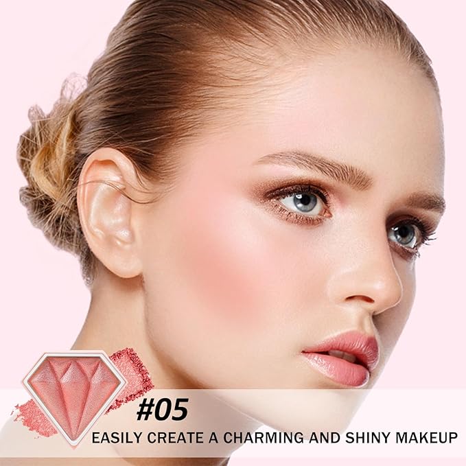 Boobeen Highlighter Makeup Palette, Baked Highlighter Bronzer Powder Palette, Shimmer Illuminator Contour Highlighter Powder for Face, Pearl Shine Shades Waterproof Long Lasting