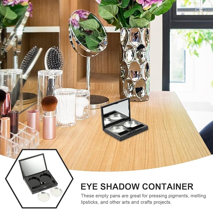 Empty Magnetic Eyeshadow Makeup Palette with 2Pcs Round Metal Pans,Magnetic Makeup Palette, Empty Makeup Palette，Aluminum Blush Empty Magnetic Eyeshadow Case,Customizable Beauty Organizer