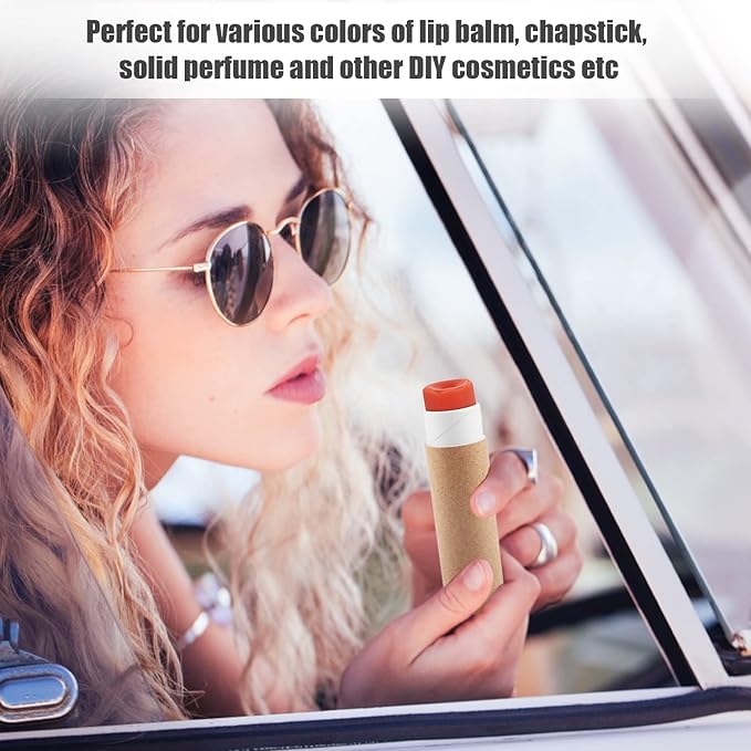 10 Pcs 25g Paperboard Lip Balm Tubes Refillable Krafts Paper Lipstick Tube Round Cardboard Empty Lip Gloss Container Holder Tubes for DIY Chapstick Salve Cosmetic Lotion Solid Perfume - Brown