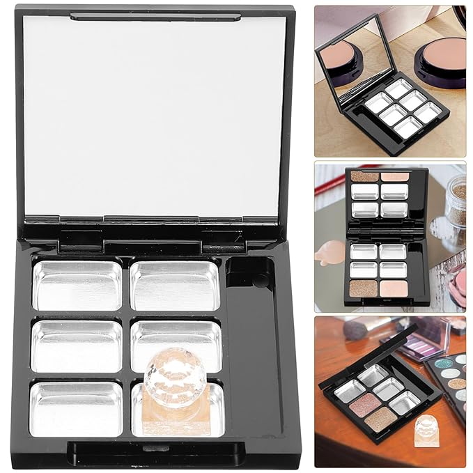 Healifty Empty Lipstick Palette Pan 6-grid Magnetic Eyeshadow Palette Boxes with Press Cosmetic Cream Tray Portable Small Makeup Compact Containers