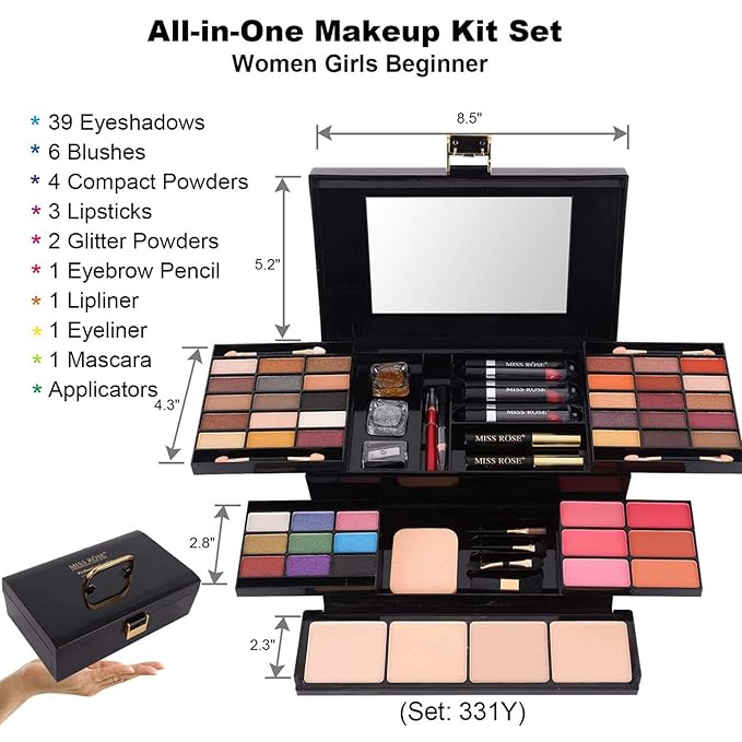 M 58 Color Professional Makeup pallet, Makeup Kit for Women Full Kit, All In One Makeup Kit Set, Makeup Gift Set for women girls (331Y)