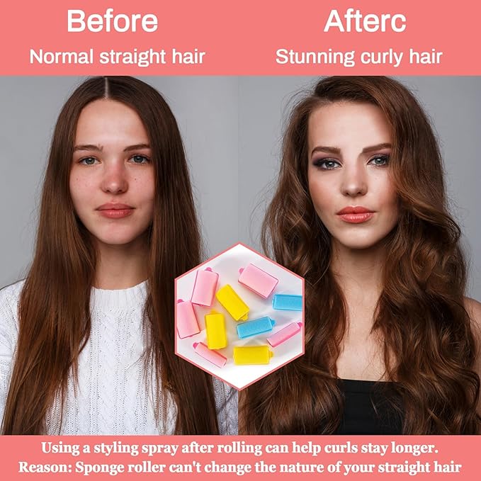 36PCS Foam Hair Rollers - Sponge Rollers for Heatless Hair Curler for Short/Long Curling Sleep rolos para cabello Jumbo Large Sponge Curlers Soft Sleeping Thin Hair Curl Overnight rulos