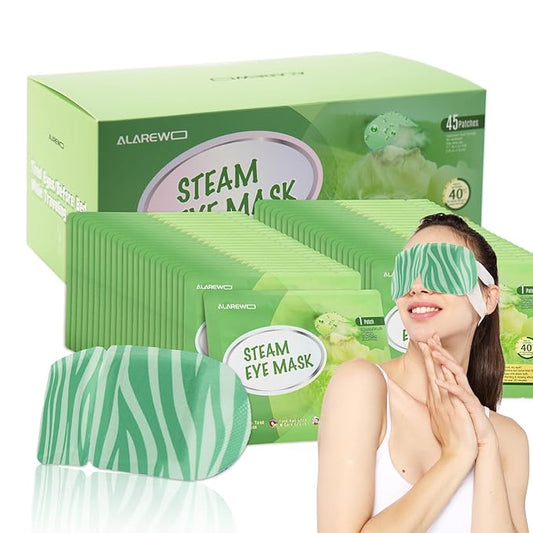 45 Packs Steam Eye Mask Self Heating Moist Eye Compress Disposable SPA Warm Eye Mask for Dry Eyes, Eye Fatigue, Stress Relief, Soothing Headache Travel Trouble Sleeping (Unscented)