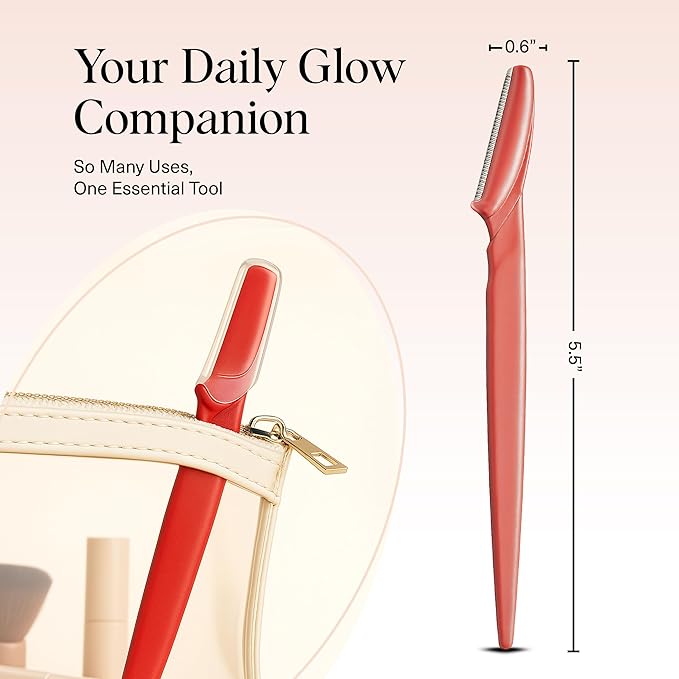 Kitsch Dermaplane Razor for Women Face - Face Razors for Women and Men - Eyebrow Trimmer, Shaver, Recycled Plastic Dermaplaning and Skin Care Tool - Coral, 6 pcs