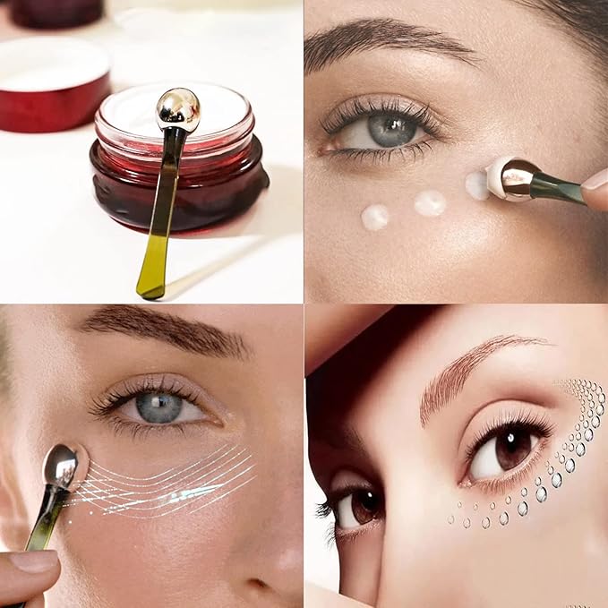 2 PCS Portable Eye Serum Cream Applicator Eyes Massage Tool, Can Be Used As Eyes Cream Spoon, Reduce Eye Swelling Flannel small gift bag