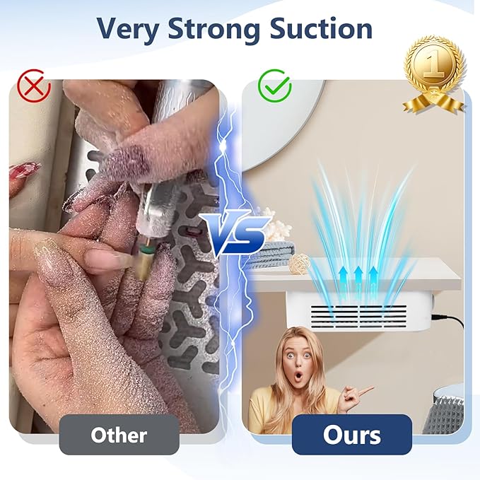 LIONVISON Nail Dust Collector for Salons: Manicure Pedicure Tool for Beginners DIY Nail Tech With Reusable Filter
