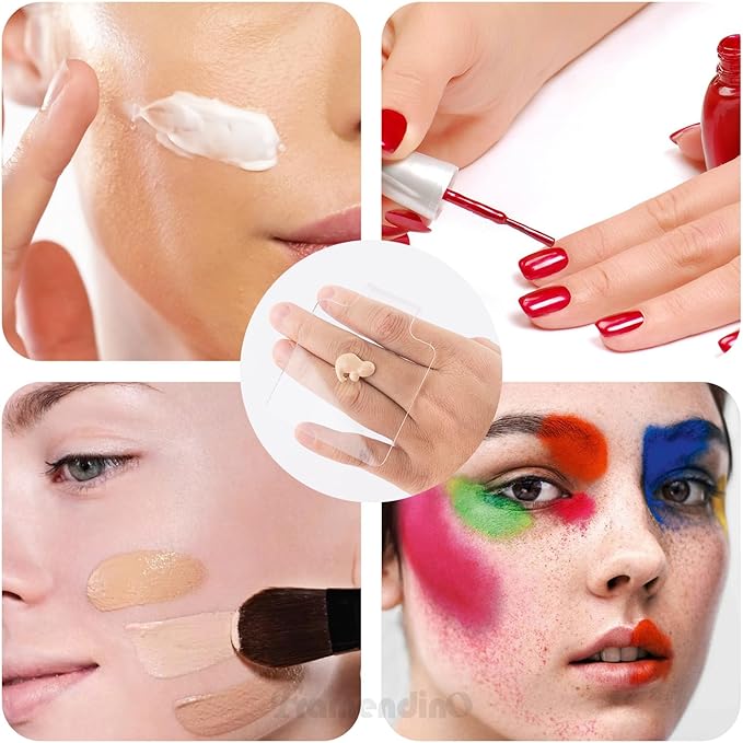 Framendino, 6 in 1 Set Hand Makeup Mixing Palette, Makeup Plate for Foundation with Spatula Makeup Artist Tool for Mixing Foundation Eye Shadow Nail Art for Women