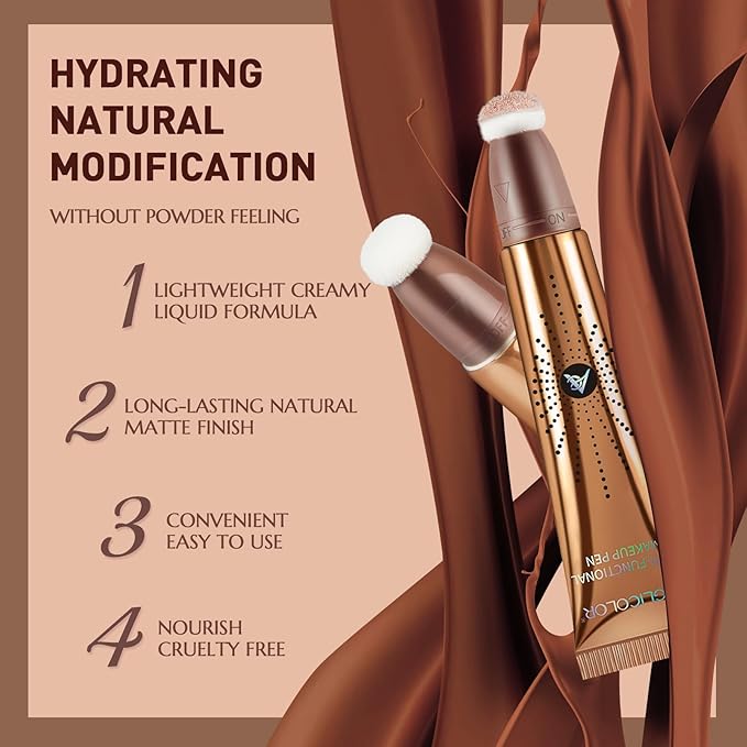 Contour Stick With Cushion Applicator,Liquid Contour Wand,Cream Contour Smooth,Bronzer Stick Lightweight Liquid Bronzer For Face (02#Fair/Medium)