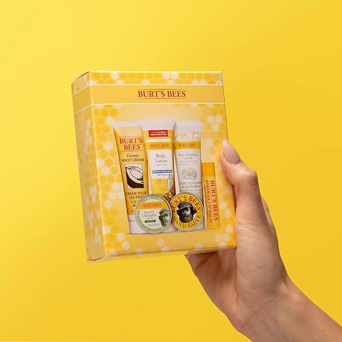 Burt's Bees Back to School Gifts Ideas, 6 College Dorm Products, Timeless Minis Set – Beeswax Lip Balm, Coconut Foot Cream, Milk & Honey Body Lotion, Deep Cleansing Cream, Res-Q Ointment & Hand Salve