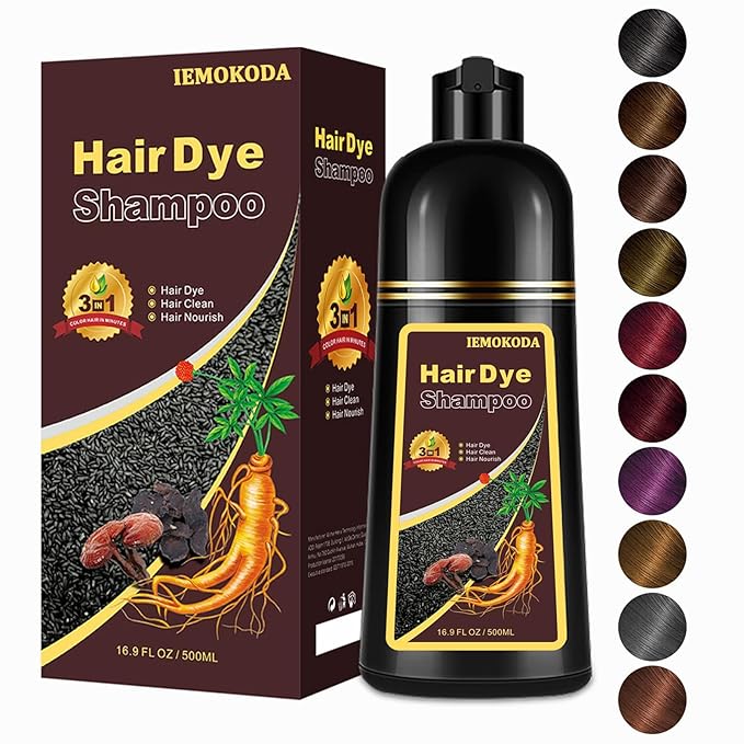 Chestnut Brown Hair Dye Shampoo 3 in 1, Long-lasting & Natual Hair Color Shampoo, Herbal Ingredients Natural Shampoo Hair Dye Effect in Minutes, Gifts for Men Women 500ml