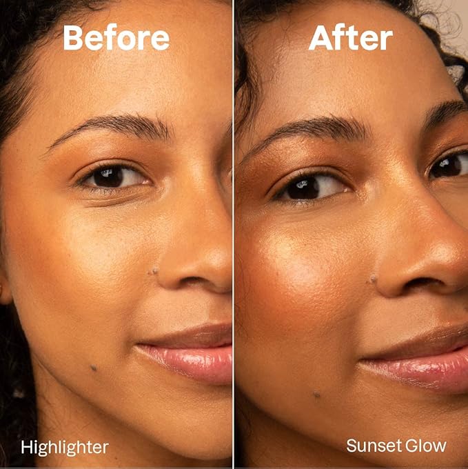 ATTITUDE Oceanly Lightweight Highlighter Stick, Titanium Dioxide-Free, EWG Verified, Plastic-Free, Vegan & Cruelty-free Makeup, Sunset Glow, 0.3 Ounces