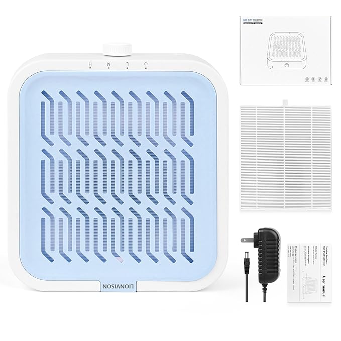 LIONVISON Nail Dust Collector for Salons: Manicure Pedicure Tool for Beginners DIY Nail Tech With Reusable Filter