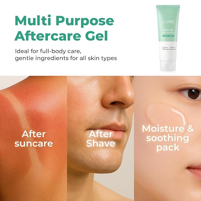 CURE Aloe Vera Gel with 90.52% Leaf Juice, Soothing & Hydrating Korean Skin Care for Sun-Exposed or Dry Skin, 5.07 fl oz, Refreshing Gel Moisturizer for Face & Body