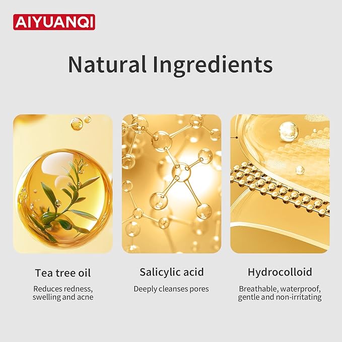 Large Pimple Patches For Face, Invisible Hydrocolloid Acne Patches, Salicylic Acid & Tea Tree, 2 Sizes 180 Counts Spot Stickers for Covering Zits and Blemishes