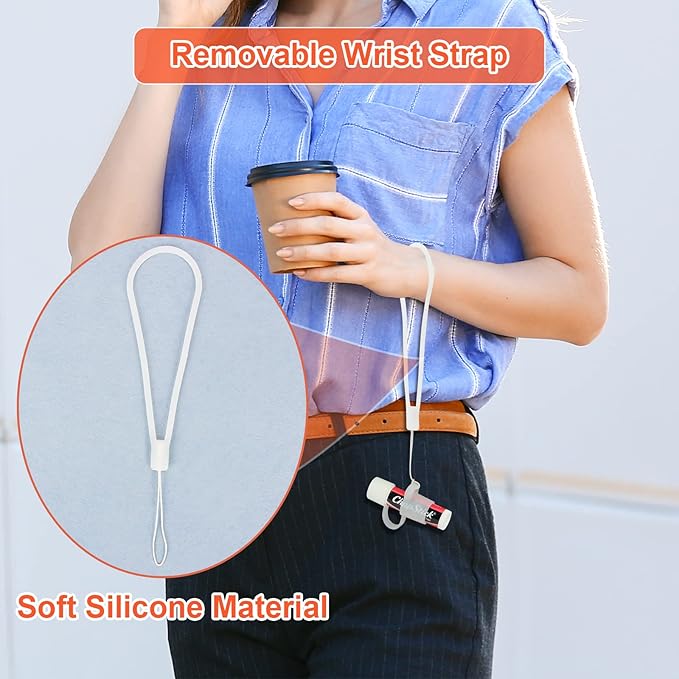 Desing Wish Silicone Lip Balm Holder with Cap Cover Portable Chapstick Holder Keychain Sleeve Lip Balm Key Chain with Key Ring and Wrist Strap Lanyard - Transparent